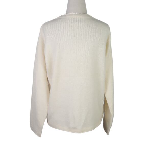 Vintage 90s Marisa Christina Cream Angora Blend Embroidered Cardigan Sweater S - Picture 4 of 7